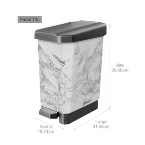 Canecas Estra Bins pedal 10L IML Marmol