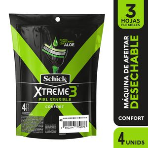 Máquina De Afeitar Schick Xtreme 3 Desechable Sensible X4 Unds