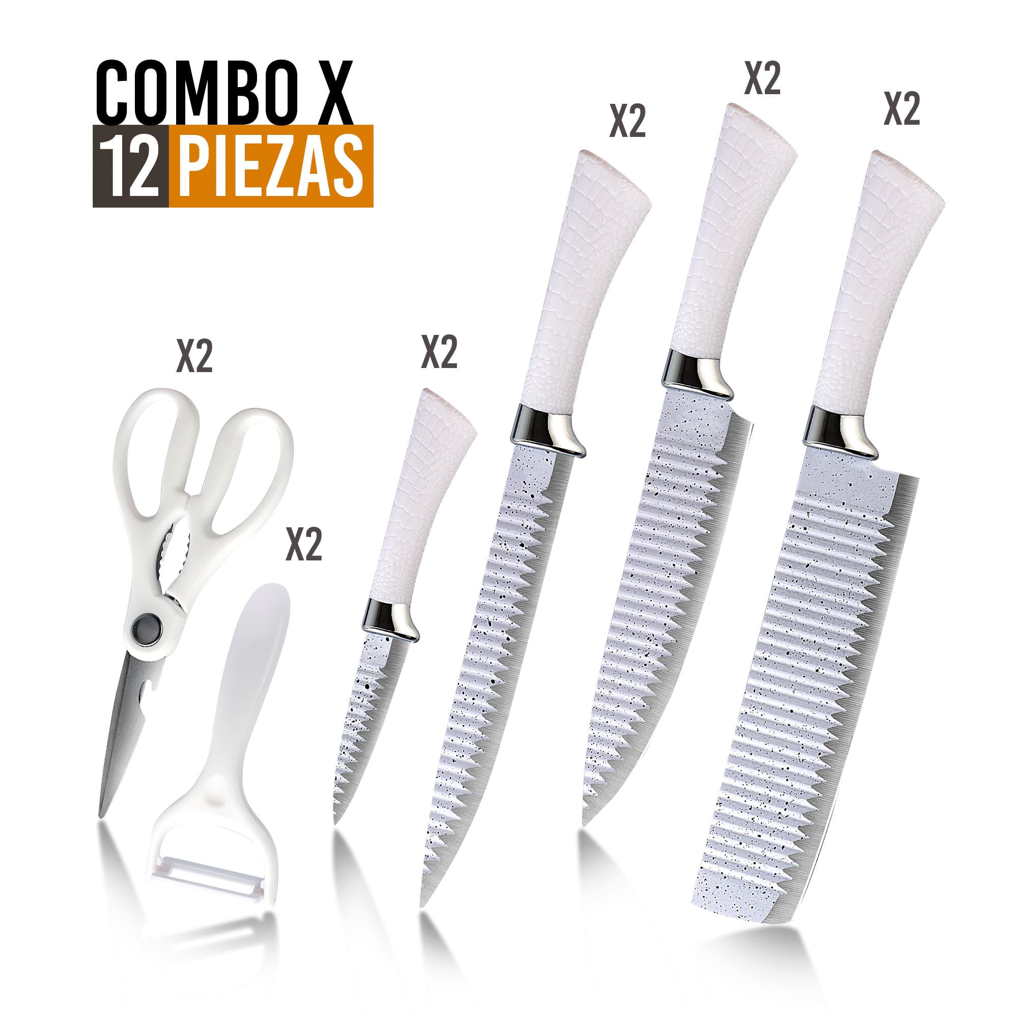 Set de Cocina CROiX de 7 Piezas con 4 Cuchillos, Tijera, Pelador y Tabla de  Picar Calidad Premium Fibra de Trigo, oferta LOi.