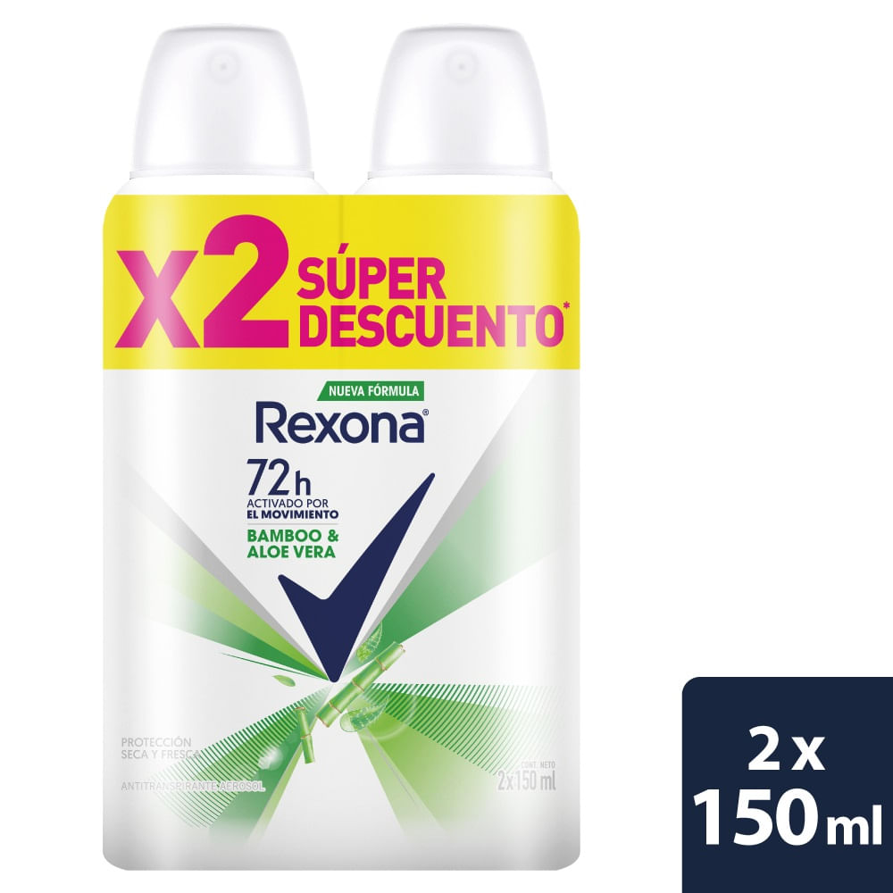 Desodorante Mujer Aerosol Rexona Bamboo & Aloe Vera 150Ml