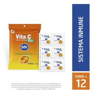 Vitamina C MK + Zinc Naranja 500 Mg X12 Tabletas