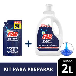Detergente Líquido FAB Ultra Concentrado 330 Ml + Botella 2000 Ml