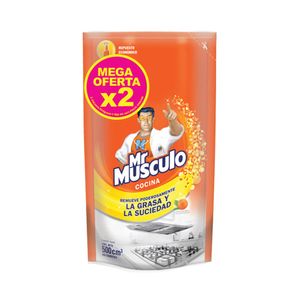Quitagrasa Mr Musculo Liquido Naranja 2 doypacks repuestos 1000ml