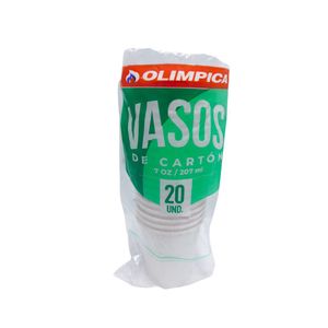 Vaso de Cartón Olimpica Desechable 207 Ml X20 Unds