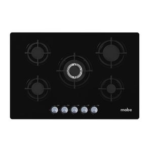 Cubierta De Empotre Mabe A Gas Natural 5 Puestos 76 Cm Vidrio Negro Pm7650Gv0