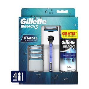 Máquina de Afeitar Gillette Mach3 AquaGrip 1 Kit de Afeitado