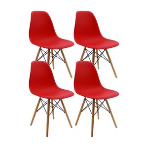 Kit x4 Sillas DKR Tipo Eames Rojas
