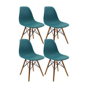 Kit x4 Sillas DKR Tipo Eames Azul Petróleo
