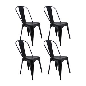 Kit x4 Sillas Tipo Tolix Metálicas Negras