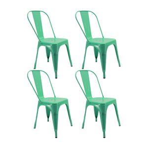 Kit x4 Sillas Tipo Tolix Metálicas Verde Menta