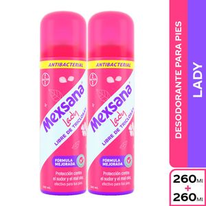 Desodorante para Pies Mexsana Lady Spray Protección con Delicado Aroma 260 Ml X2 Unds