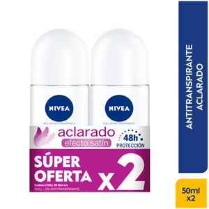 Desodorante Nivea Roll On Aclarado Satín 50 Ml X2 Unds