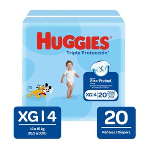 Pañal Huggies Triple Protección Etapa 4 XG X20 Unds