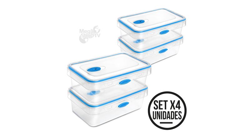 Set X6 Recipientes para cocina tapper hermético portacomida Azul