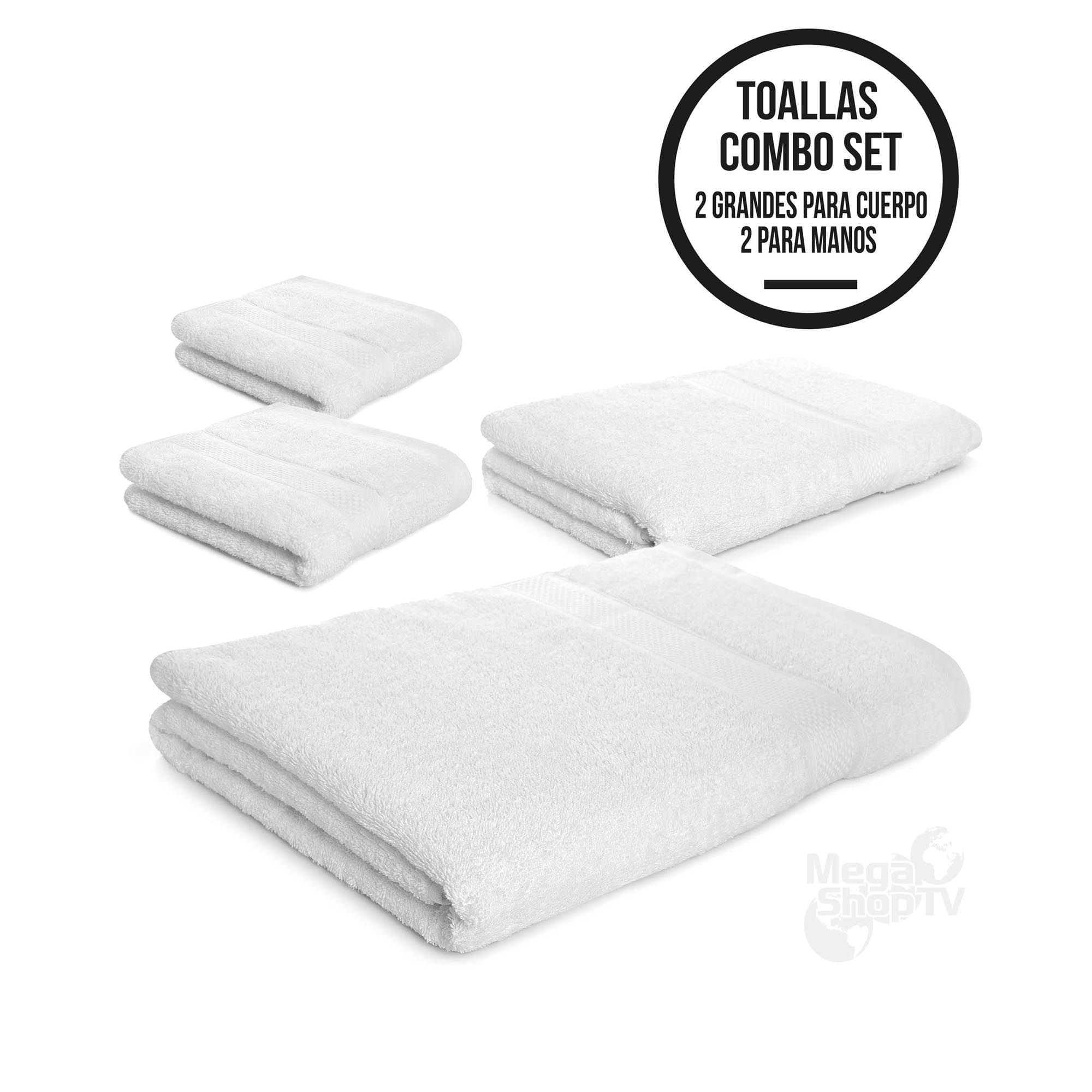 Melocotton 2 Toallas De Baño Completo Blanca 150x80 Cm, 100% Algodón