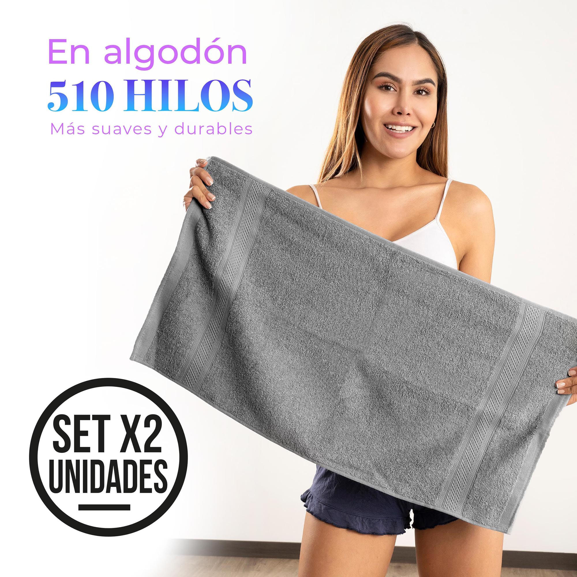 Toallas Blancas De Algodón Pack X2