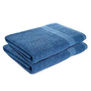 Kit X2 toallas de baño de cuerpo extragrande 100% algodón Azul