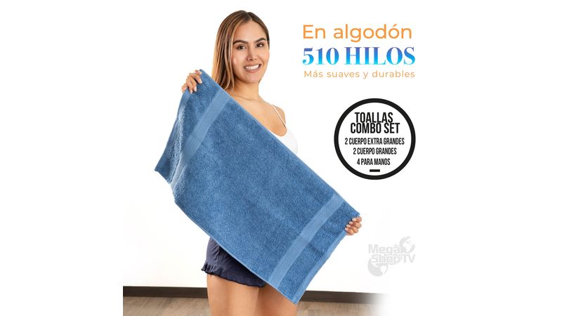 Juego de 4 toallas de baño grandes de 35 x 70 pulgadas, toallas de baño  extragrandes azules, toallas jumbo de 600 GSM, suaves, altamente  absorbentes