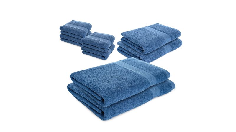 Juego de 4 toallas de baño grandes de 35 x 70 pulgadas, toallas de baño  extragrandes azules, toallas jumbo de 600 GSM, suaves, altamente  absorbentes