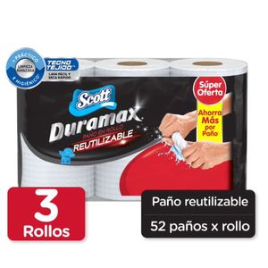 Toalla de Papel Reutilizable Scott Duramax 3 Rollos X52 Hojas