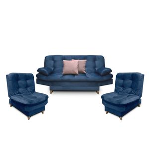 Sala Clic Clac Fendik tela azul + cojines decorativos