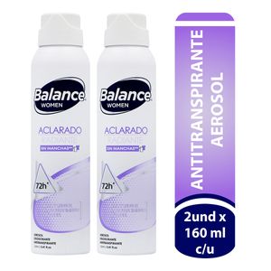 Desodorante Balance Aerosol Aclarado Radiante Mujer 160 Ml X2 Unds