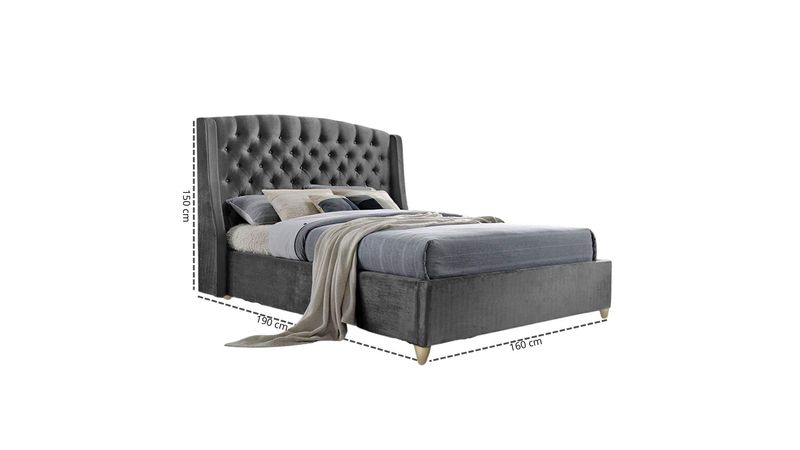 Combo Cama Doble Italia Espaldar + Base Gris Perla Ekonomodo - Olímpica