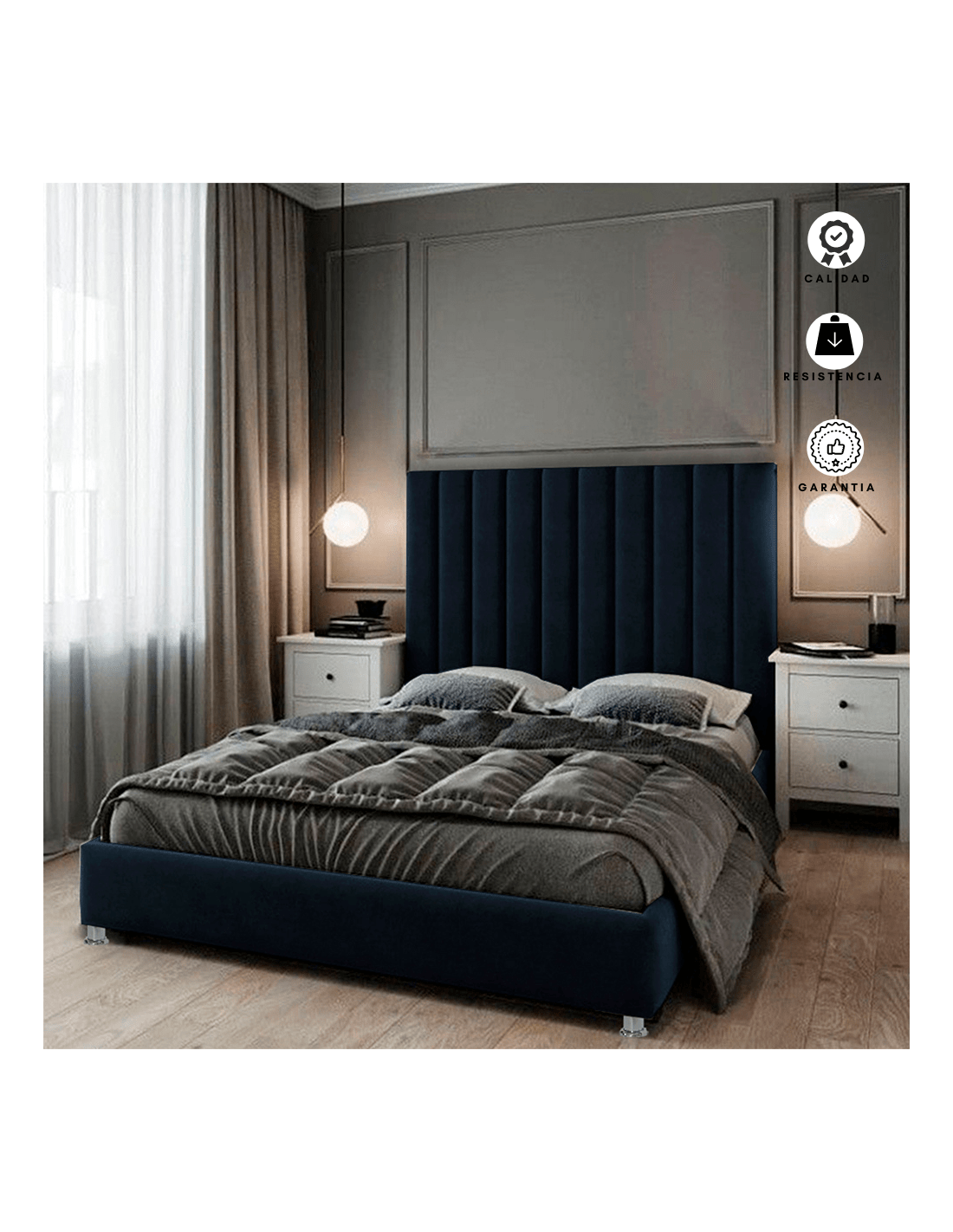 Combo Cama Queen Luxury Espaldar + Base Cama Taupe Ekonomodo - Olímpica