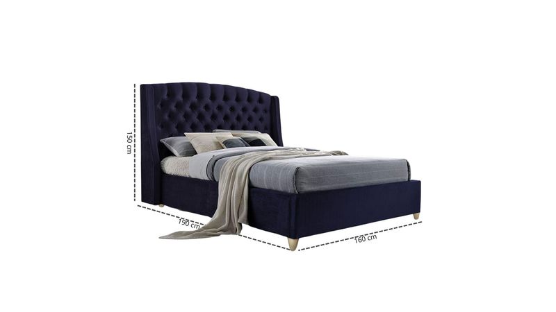 Combo Cama Doble Italia Espaldar + Base Negra Ekonomodo - Olímpica