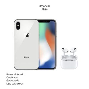 Celular IPhone X de 256Gb Reacondicionado plata + Audífonos Inalámbricos