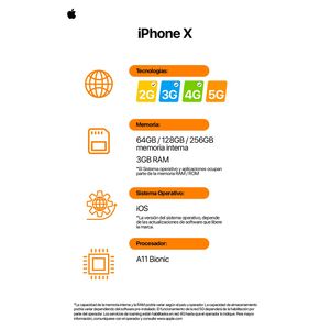 Celular IPhone X de 256Gb Reacondicionado plata + Audífonos Inalámbricos