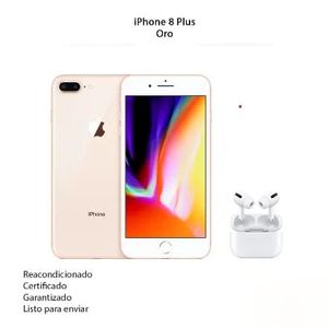 Celular iPhone 8 Plus de 64Gb Reacondicionado oro + Audifonos Inalambricos Pro 2 Genericos