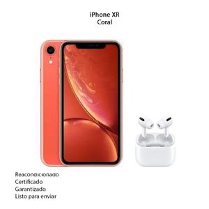 Celular iPhone Xr de 64Gb Reacondicionado Coral+ Audifonos Inalambricos Pro 2 Genericos