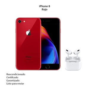 Celular iPhone 8 de 64Gb Reacondicionado rojo + Audifonos Inalambricos Pro 2 Genericos