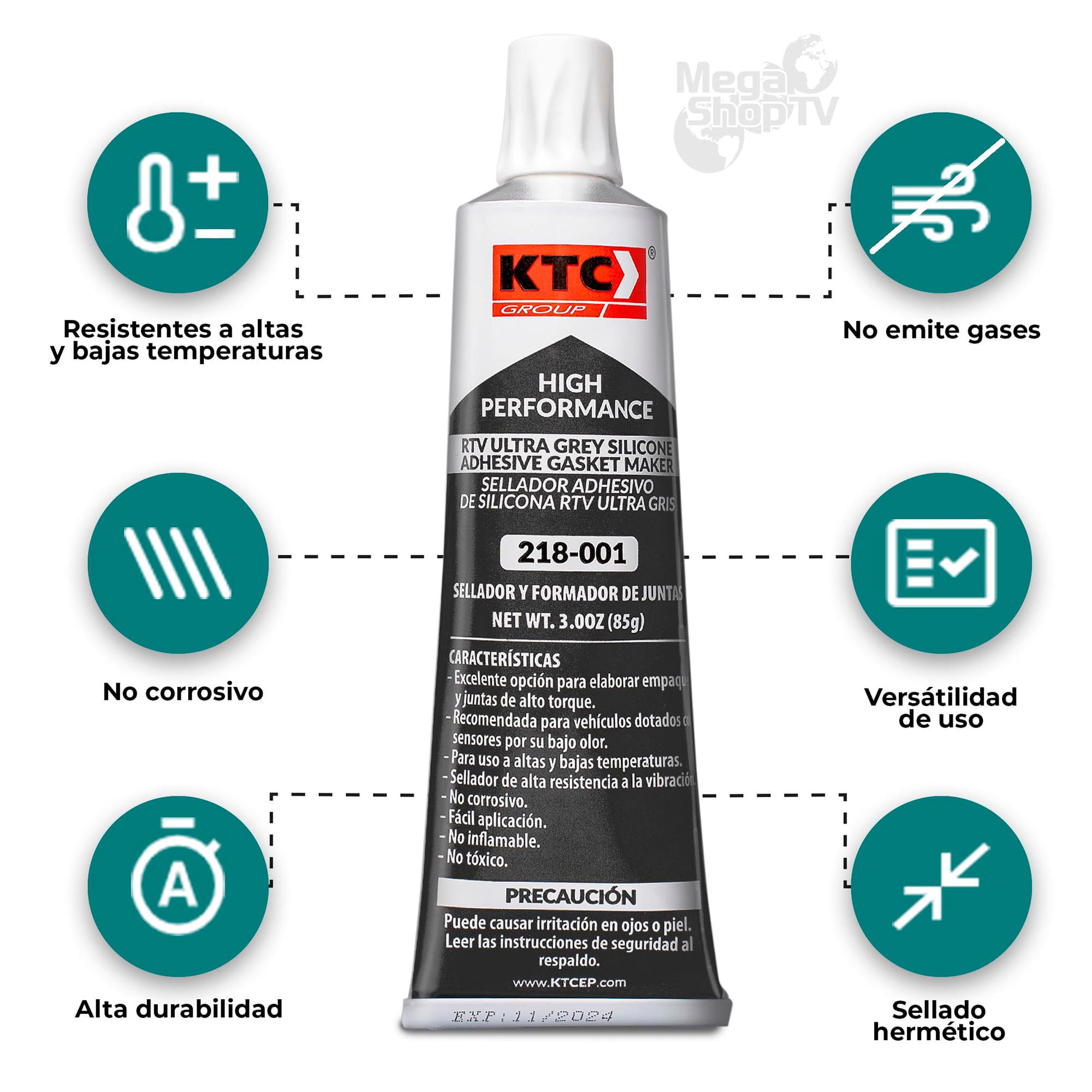 KTC Sellador y formador de juntas Adhesivo De Silicona Ultra Grey