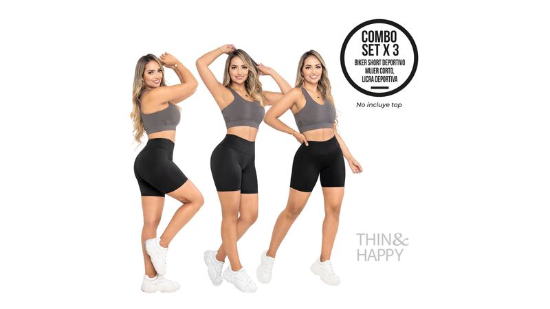 Combo X2: Leggins deportivos tiro alto licra larga control Abdomen