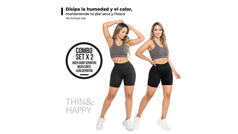 Combo X2: Biker Short deportivo mujer corto, licra deportiva