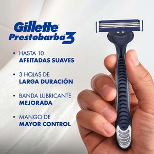 Máquina de Afeitar Gillette Prestobarba3 con 3 Cuchillas 4 Unds