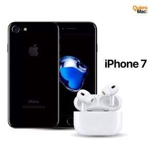 Celular Reacondicionado iPhone 7 128Gb Negro Brillante + Audifonos Inalambricos Pro 2 Genericos