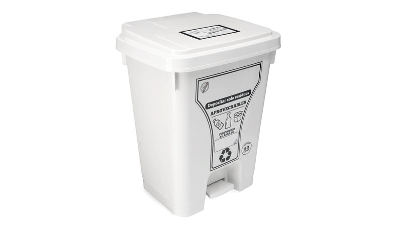 Caneca de basura / Papelera blanca de 8 litros con pedal