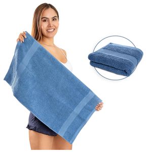 Kit X2 Toallas de mano hotelera 100% algodón para entrenamiento Azul