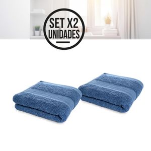 Kit X2 Toallas de mano hotelera 100% algodón para entrenamiento Azul