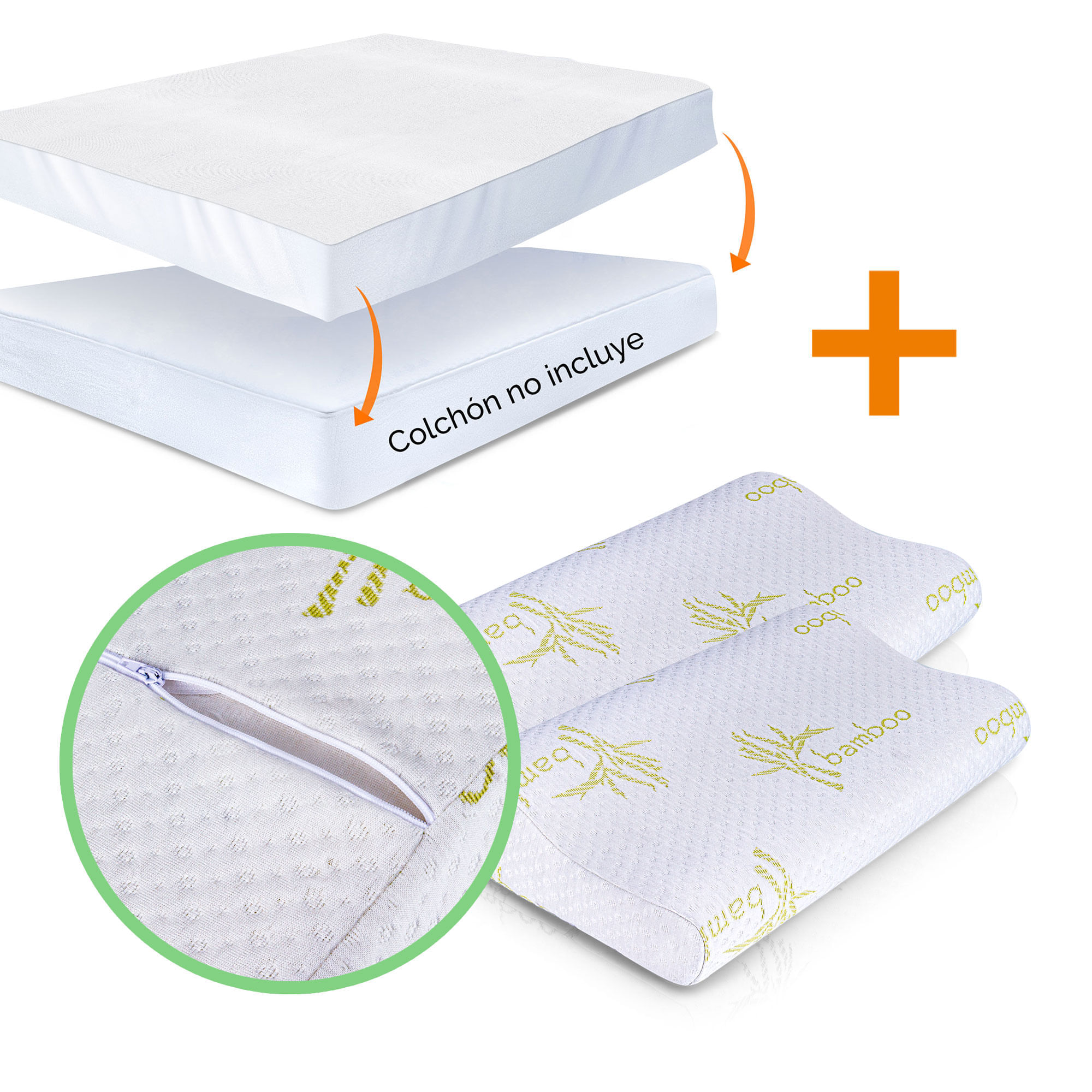 Set de Protector de colchón antifluidos + protector de almohada antifluidos