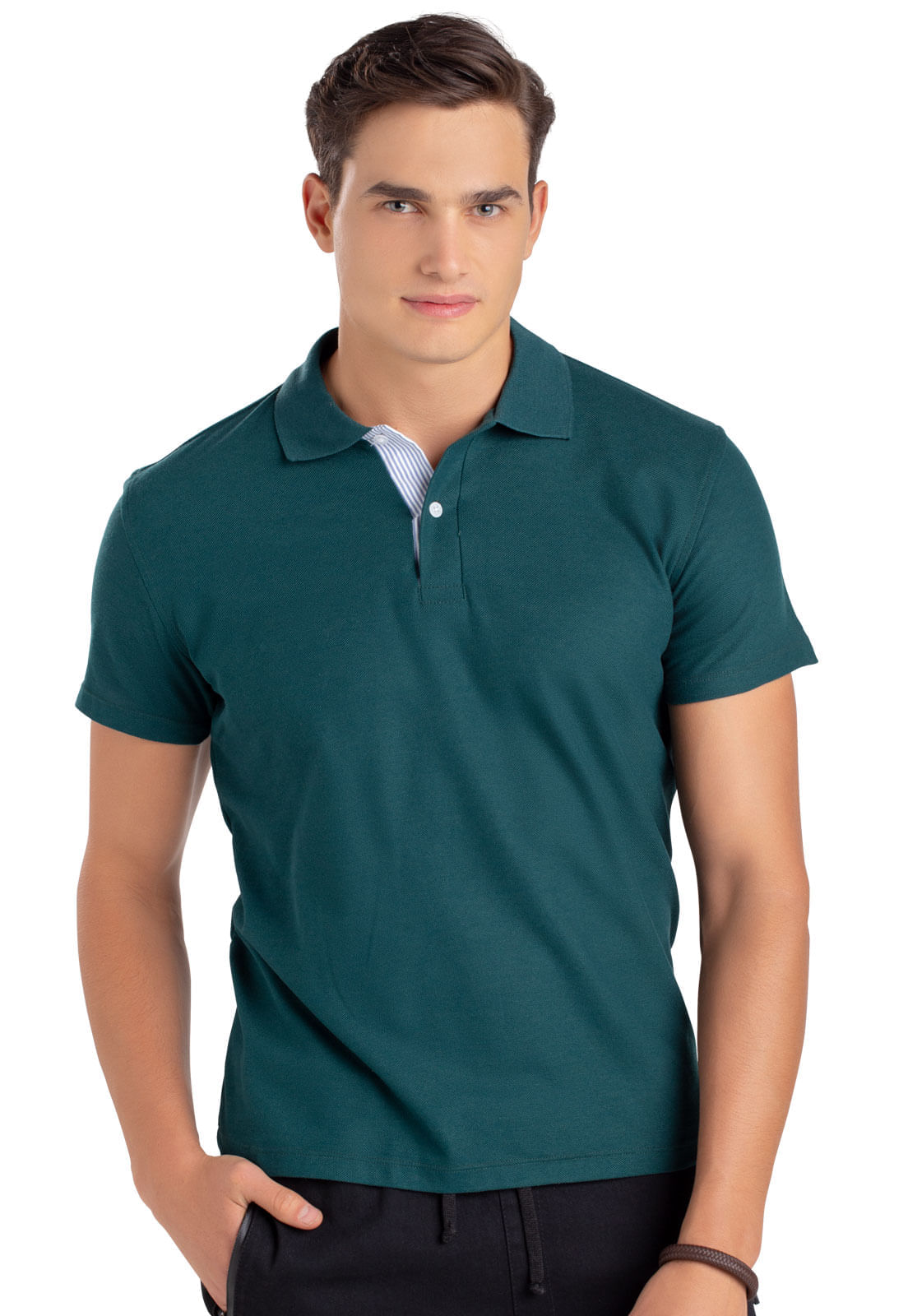 Camiseta Polo Para Hombre Verde Botella Mp Olímpica