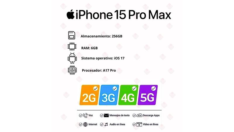 Apple iPhone 15 PRO MAX 256GB, ESIM - A PEDIDO 