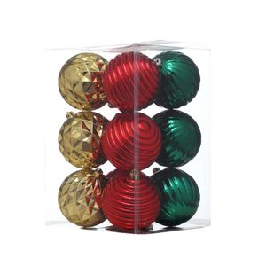 Jgo 12 Esferas 8Cm  Roja - Verde - Dorada