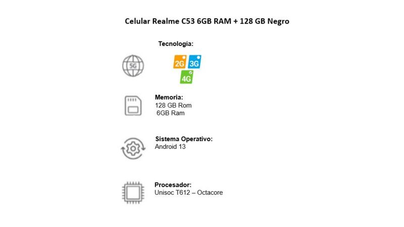 Teléfono Móvil Realme C53 6RAM 128GB Negro