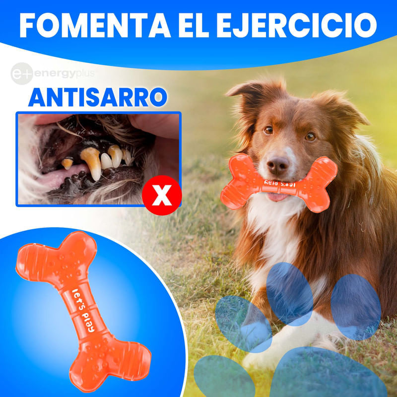 Juguete Mordedor Dental Hueso de Goma para Perros Medianos Naranja