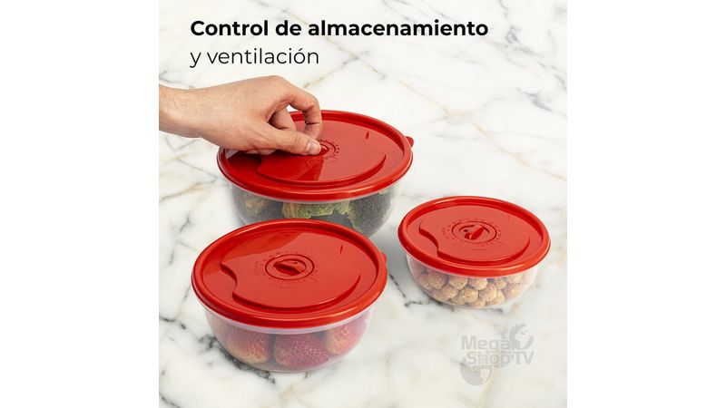 Portacomida plastico 3 niveles Rojo