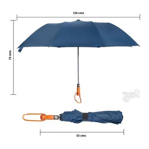 Sombrilla grande automática paraguas protección UV doble tela Azul